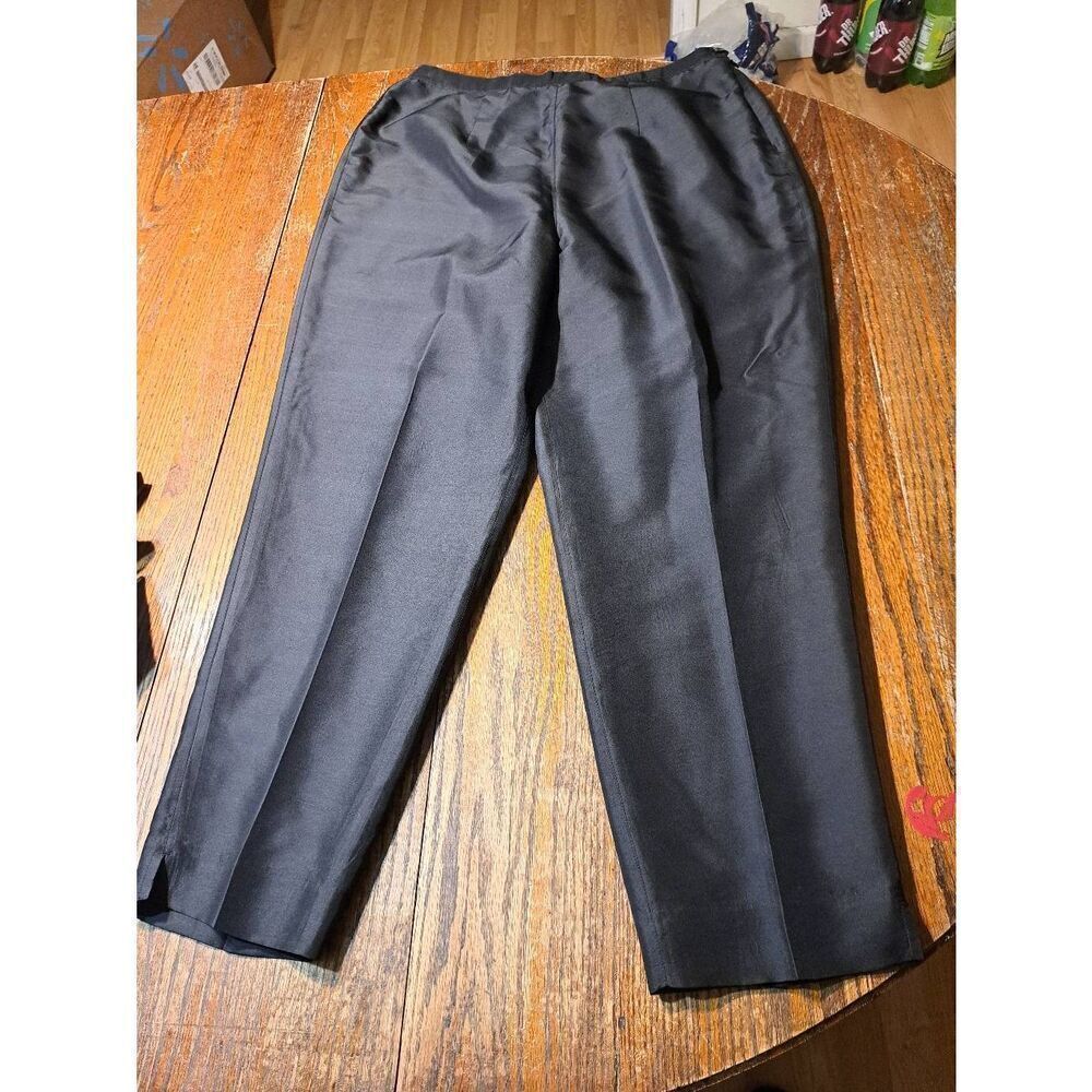 1X Silkland Woman Black Silk Side Zip Lined Pants 100% Silk High Rise Waist